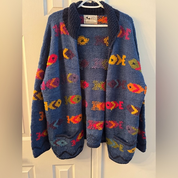 Planet Earth Imports 100% Wool Multicolor Fish Pattern...